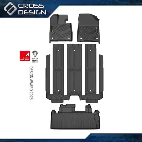 CROSSDESIGN Floor Mats & Cargo  fits Toyota Sienna 2021-2025 for 7 Seat LE/XLE/XSE/LTD  Upgraded Version