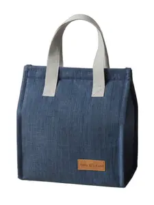 Denim Lunch Bag, Reusable Lunch Box Bag with Handle, Leakproof Cooler Food Lunch Container for Women & Men, Lunch Box for Work, School, Travel