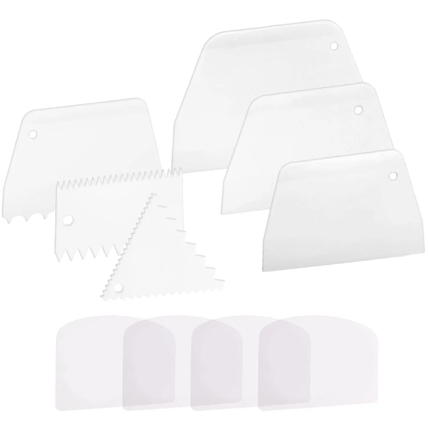 Cake Scraper Smoother Icing Tool Set  Plastic Frosting Combo For Buttercream Edge Decorating Flexible Baking Birthday Diy Kitchen (10 Pcs)