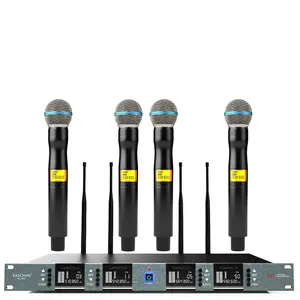 Kaschun BS-883 Professional 4-Channel UHF Wireless Microphone System, 328ft Range, Volume Control for Karaoke, Live Streaming, Church, DJ, Party