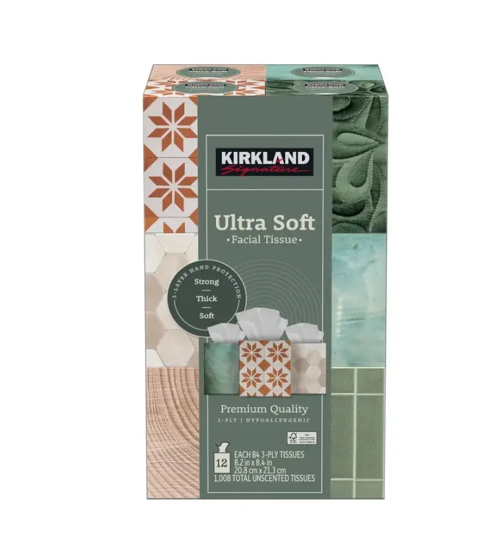 Kirkland Signature 3-Ply Facial Tissue Set, 84-Count per Box, 12-Pack Home Care Tissue Supplies