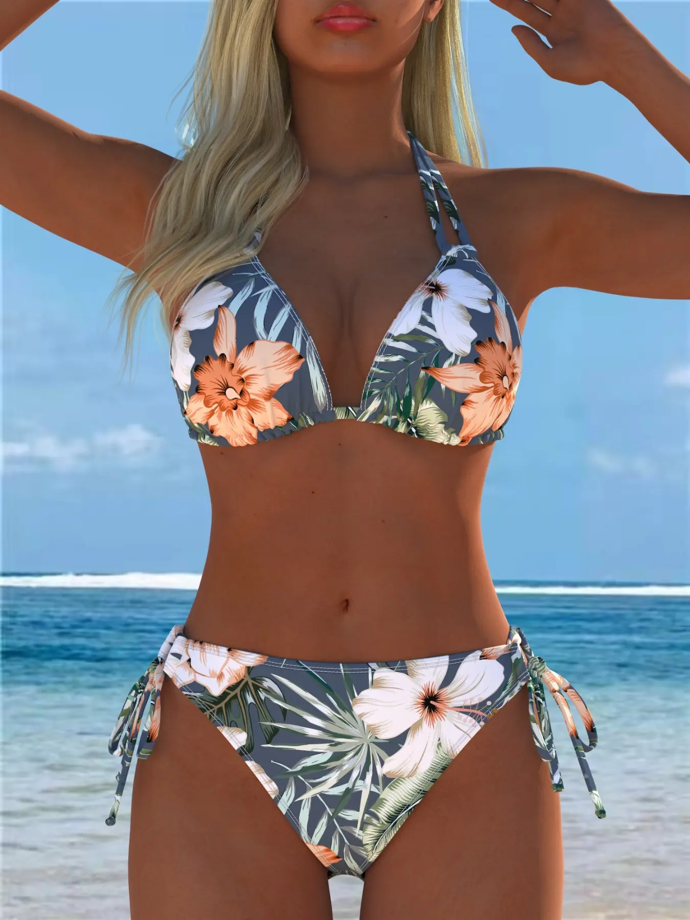 Two-Piece Bikini Set, Sexy Triangle Design, Adjustable Straps, Random Print, Perfect for Island Swimming, Women's Swimwear