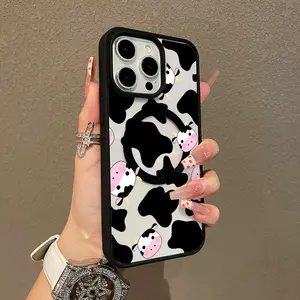 Cute Cow Face Cow Print Adorable Magnetic Case for iPhone11/12/13/14/15/16/17/promax MagSafe Compatible, Lightweight, Anti-Fall | Girly & Chic Style
