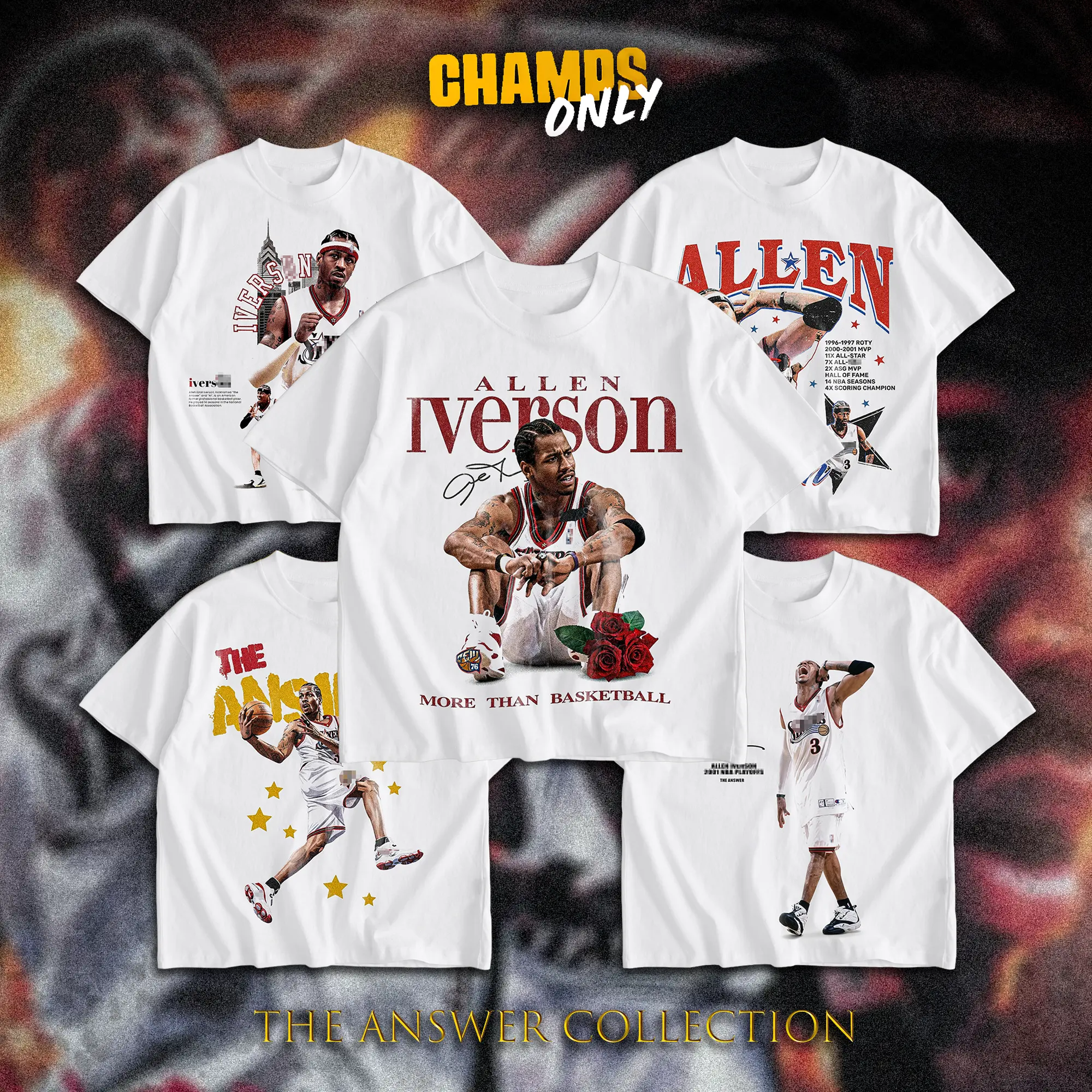 CHAMPS ONLY The Answer Legacy Collection Heavy Cotton Mens T-Shirt - Casual Style Tee, Hoops Fans Gameday Outfit, Direct-To-Garment Breathable Print