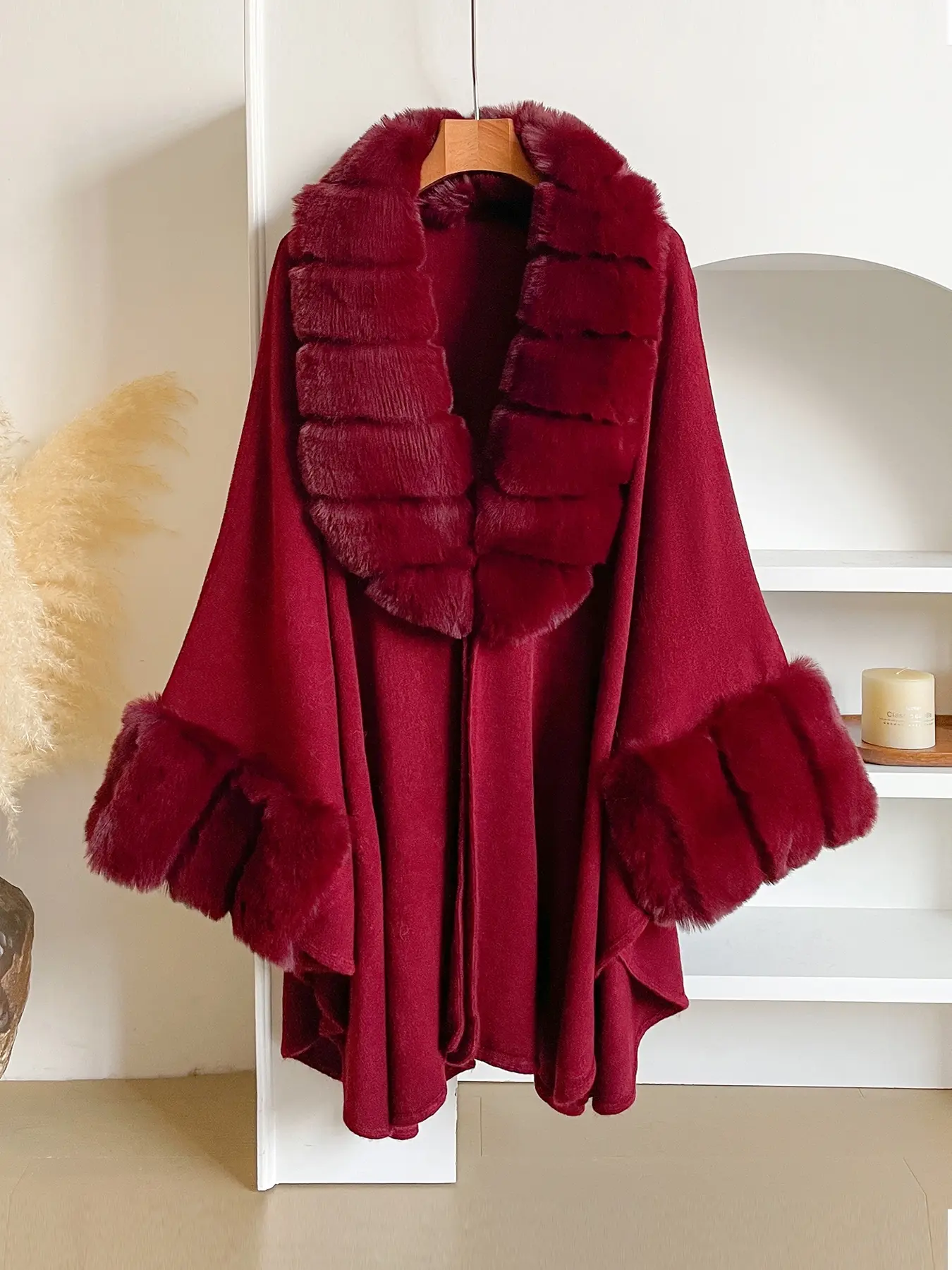 Luxury Faux Fur Hooded Cape Shawl, Fluffy Soft Scarf, Warm and Comfortable for Air-Conditioned Rooms, Ideal for Daily Wear, Home and Party Use, Shawl Wrap, Casual Soft Shawl