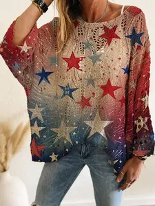Spring Summer Women's Knit Top, Womenswear, One-Shoulder Batwing Sleeve, Hollow Out Design, Long Sleeve, Casual Elegant, Bikini Cover-Up