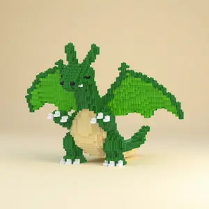 Creative Green Dragon 3D Blocks with Unique Shape, Easy to Build, Develop Hands-on Ability, Great Christmas Gift