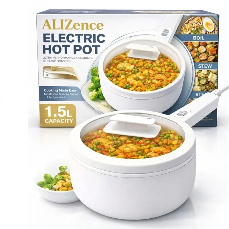 Dezin 5.5L Electric Hot Pot With Divider - Dual Flavor Shabu Shabu Pot | Removable Non-Stick Cooker