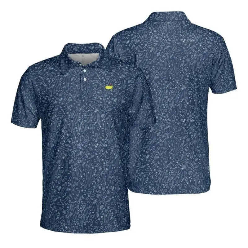 2025 Masters Polo Shirt – Augusta Course Print, Dark Navy Golf Top, Cool Colors, Brighten Up Your Look, Classic Fashion, Full Size Options, Everyone Can Find Their Fit, Easy to Wear, Trendy Polo for Him, Sizes S-5XL, Gift For Him, Gift For Her, Clean