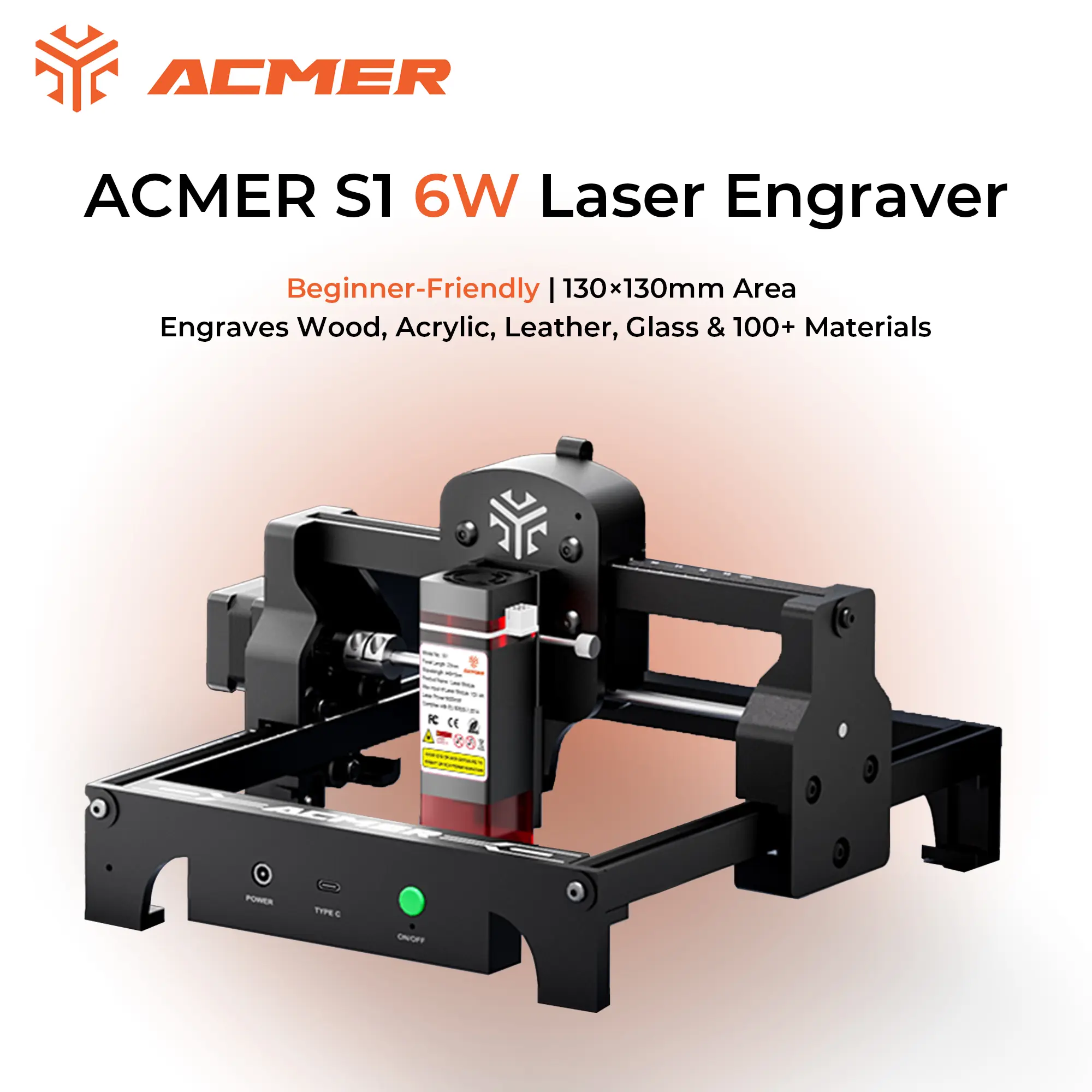 ACMER S1 6W Laser Engraver & Cutter | 10000mm/min High-Speed Precision Machine | Wood, Acrylic, Leather & Ceramic Engraving