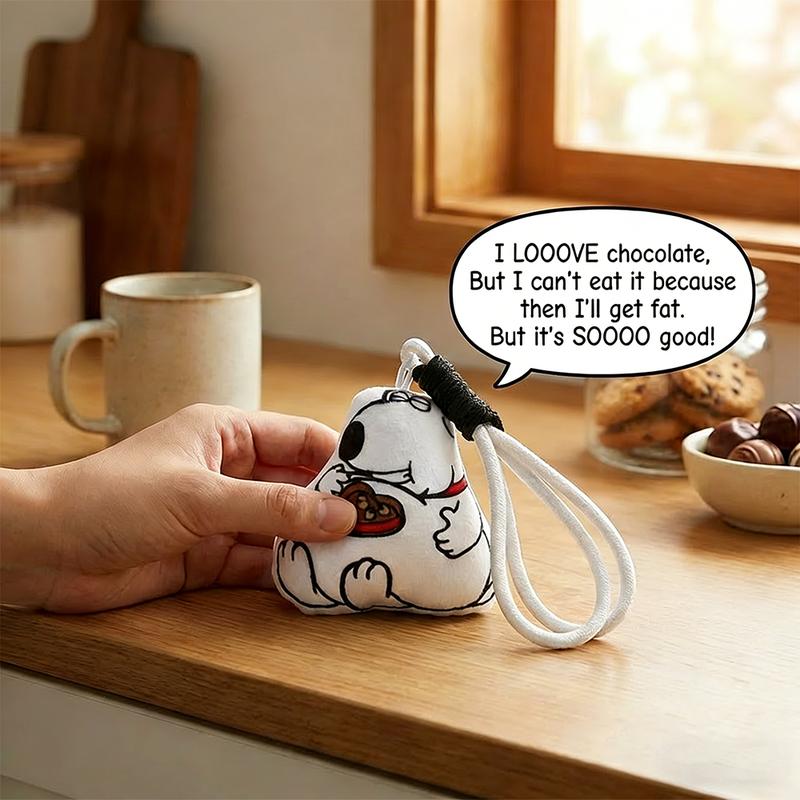 [2026 Upgraded] Perfect Valentine's Day Gift for the Chocolate Lover Funny Talking Brian Dog Keychain with Clearer Sound & Long-Lasting Battery, Cute Voice Recording Plush Keyring, Stress Relief Gag Gifts for White Elephant, Pet Lover Car Bag Decor