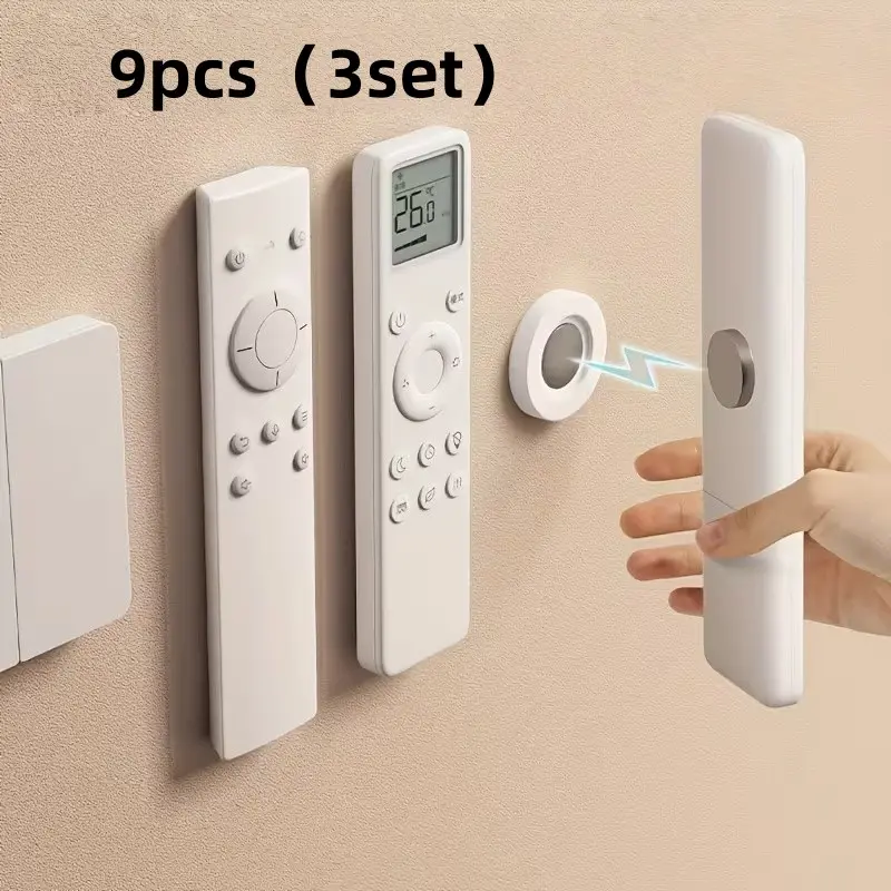 3-Pack Magnetic Remote Holder, Space-Saving Wall Mount for TV & Ac Remotes, No Drilling, Easy Installation, Adhesive Magnet Hook, Organiser, Organizer, Magnetic Hooks