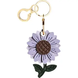 Leather Keychain Holder Case Compatible with AirTag,Cute Protective Cover with Keyring,Anti-Scratch Finder GPS Tracker Case for Wallet Keys,bag,pets,Backpack(aisy Purple)