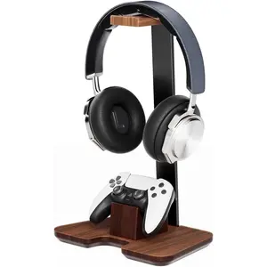 Controller Stand Wood Headphone Stand for Desk Gaming Desk Accessories Controller Holder for PC Earphone Accessories Headset Holder