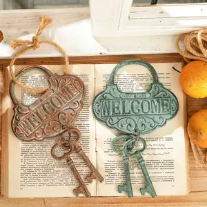 Sungmor Vintage Cast Iron Decorative Padlock and Keys-Rustic Wall Hanging,Ornate Lock Sculpture for Home,Farmhouse & Boho Decor