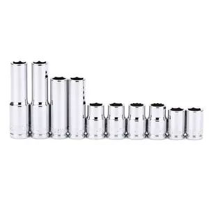 CASOMAN 10-Piece Impact Socket Set 10mm 1/4" & 3/8" Drive Deep Shallow Metric Mirror Chrome Finish 6 Point 12 Point Design - Wrench Extend Rod,#TikTokShopBlackFriday