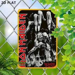 Exquisite Iron Artistic Wall Decoration, Iron Maiden Demon with Pitchfork, 8x12 Inch, Room Decor, Office Decor, Bar Decor, Halloween Decor