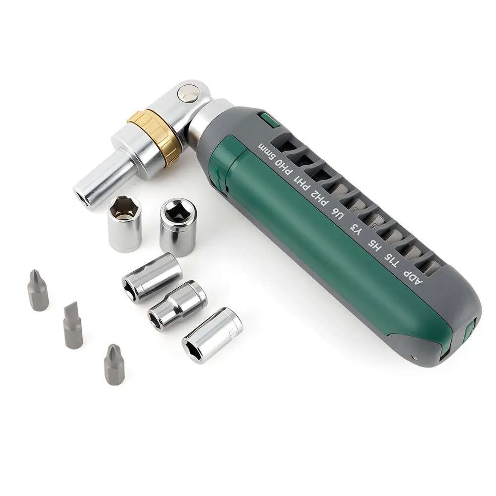 14-in-1 Multi-Bit Ratcheting Screwdriver Set with 180° Pivoting Head, Professional Magnetic Screwdriver Tool Kit, Foldable Design, Includes Phillips, Slotted, Torx, Hex & Square Bits for Home Repair & DIY