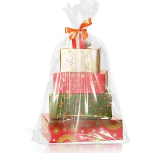 Cellophane Wrap for  Baskets 5 count 40x50 Inches Large Clear Cello  Bags with Ties Plastic for  Giving, Packaging Products
