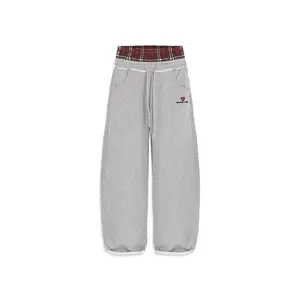 2025 Retro College Style Sports Casual Loose Unisex Double Waistband Fake Two-Piece SweatpantsGIFT7(Sheets)