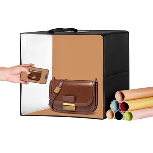 VEVOR Photo Studio Light Box, 12" x 12", 3000-5600K Adjustable 3 Color Temperatures Professional Shooting Tent Kit with 120 LED 6 Double-Sided Color Backdrops, High CRI ≥ 95 for Small Size Products Accessories Colorful