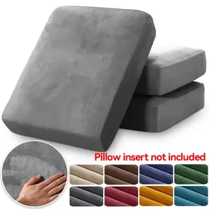 Soft Velvet Sofa Covers Elastic Couch Slipcovers Luxury Plain Living Room Chaise Lounge Case Pet-Friendly Removable Warm