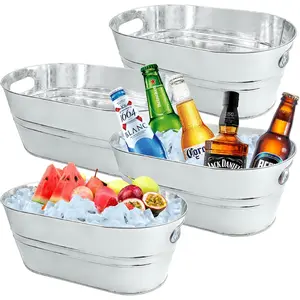 4 count 3 Gallon Galvanized Bucket Ice Bucket Large Metal Drink Buckets for Parties  Beverage Tub with Scoops for Champagne   Cooling for Mimosa Bar Supplies