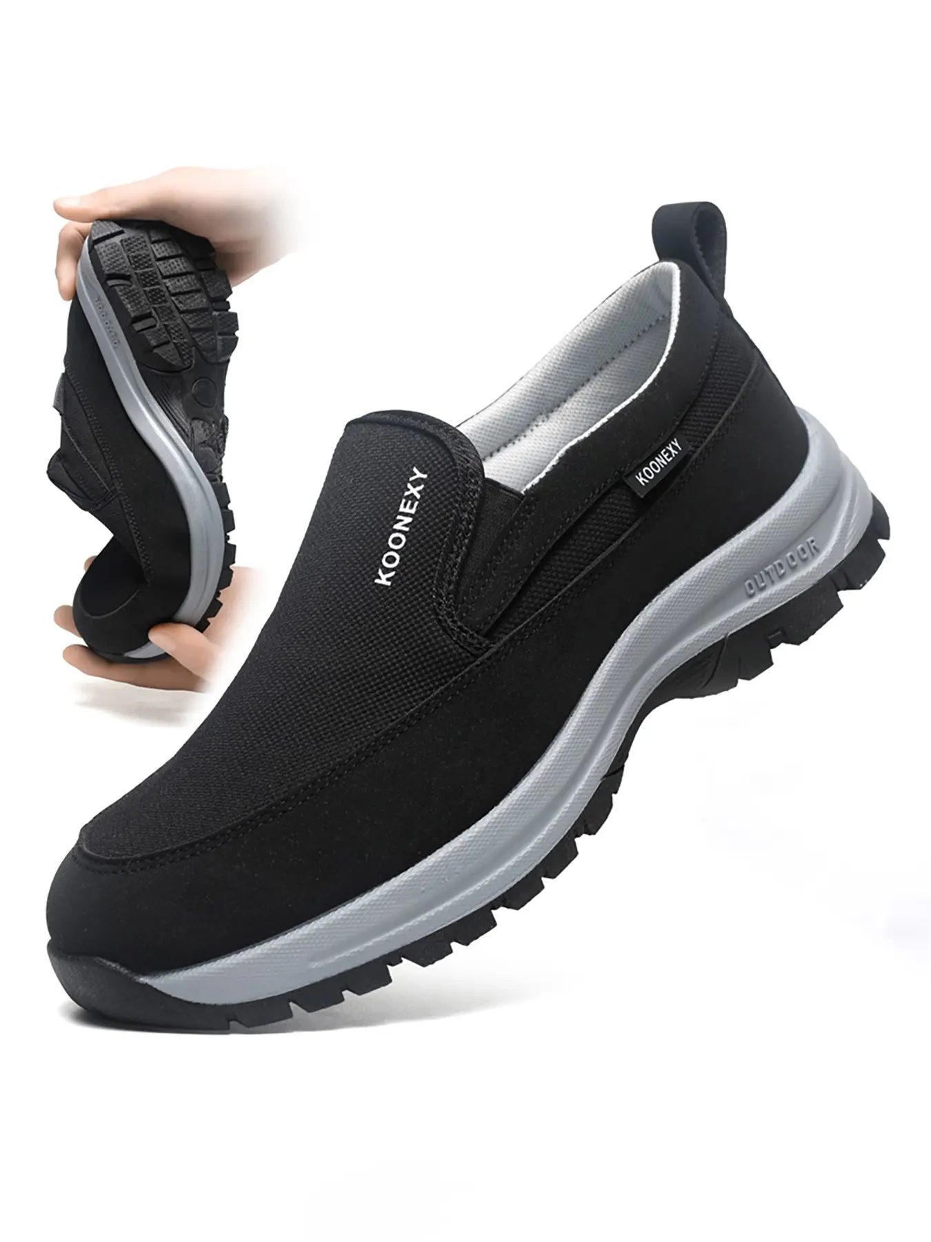 Men's Comfortable Anti-Slip Loafers, Slip Resistant Loafers, Breathable Knit Slip-On Thick Sole Lightweight Casual Shoes, All-Season Outdoor Activities Walking Shoes, Slip On Style, Lightweight Slip Ons