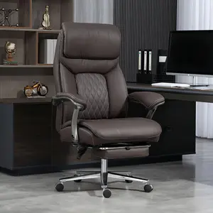 【Spring Glow Up】Big and Tall Office Chair 600 lbs Extra Wide Leather Luxury Executive Chair with Retractable Footrest, Heavy-Duty Ergonomic Chair, High Back Computer Chairs with Adjustable Height