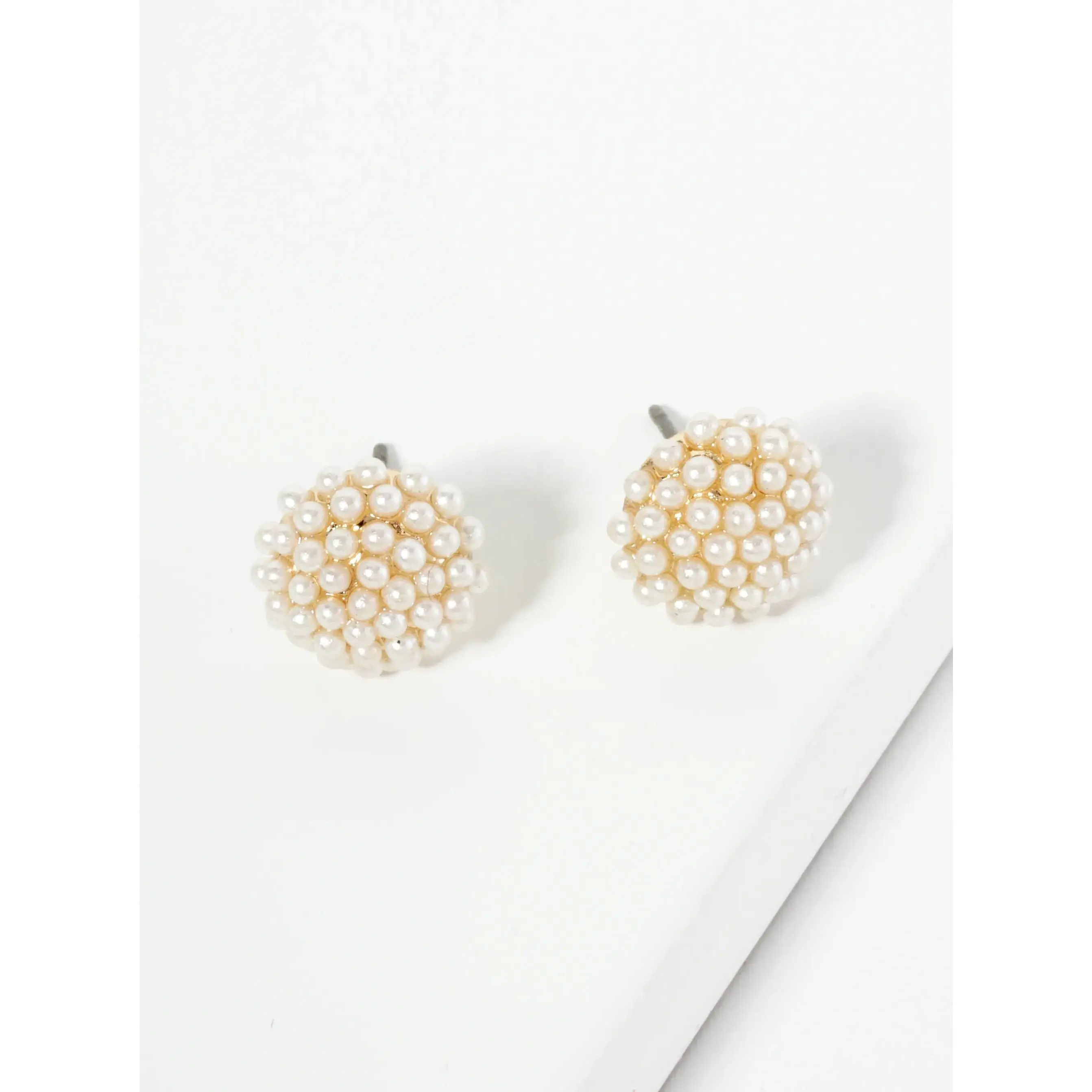 10mm Pearl Bead Cluster Button Stud Earrings