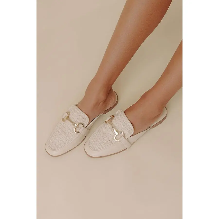 The Hannah Faux Leather Mule Loafer in Cream