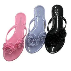 SUMMER FLOWER DETAIL PLASTIC FLIP FLOP JOANIE-367 Footwear Girl Sandals