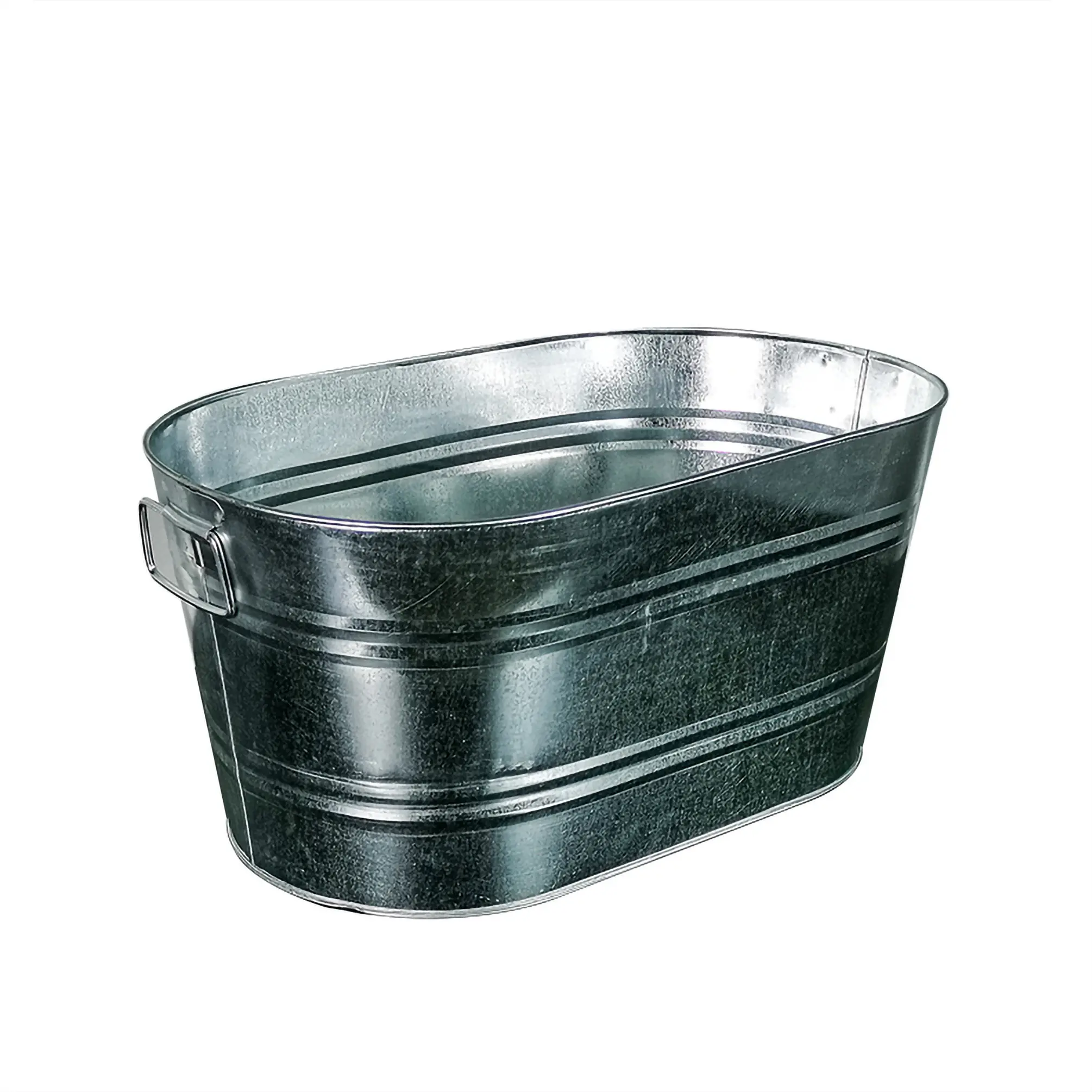 FixtureDisplays®  Galvanized Metal Ice Bucket Beverage Beer Drink Party Cooler Bucket Oval Planter Flower Arrangement Container 7 Gallons Capacity  RTN15358-NF