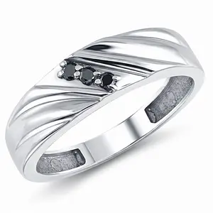 Black Diamond Ring Men's 14k White Gold