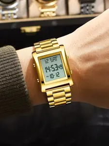 CAREKISO Original LED Modern Waterproof Watch Men Watch Waterproof Week Calendar Alarm Man Wristwatch Rectangle Stainless Steel Electronic Men's Watches