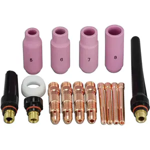 RIVERWELD TIG Collet Bodies 10N30 10N22 .040", 10N31 10N23 1/16", 10N32 10N24 3/32", 10N28 10N25 1/8", 406488 Alumina Nozzle Ceramic Cups 10N series for SR WP 17 18 26 TIG Welding Torch 16pcs