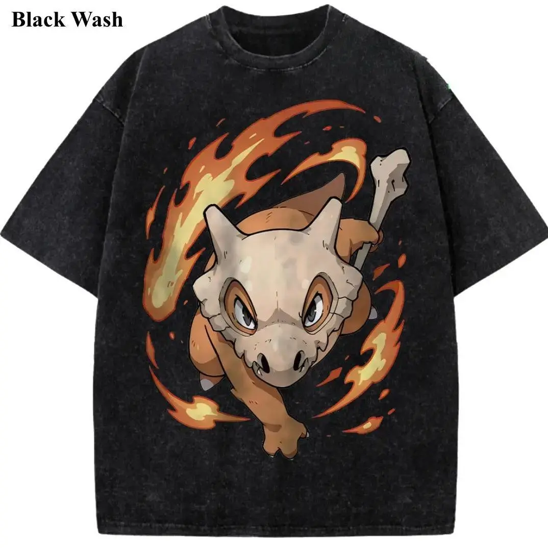 Vintage Cubone Wash Tee, Pocket Monster Graphic Tees, Pocket Monster T-Shirt, Unisex Anime Shirt, PKM Gift, Gym Workout Shirt, Menswear Womenswear Streetwear Top Fit Oversize