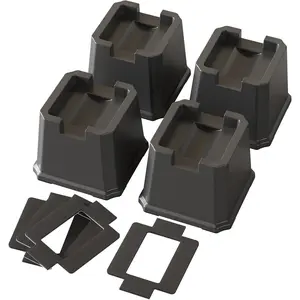 4 Pack Bed Risers 3 Inch Heavy Duty Bed Elevators Lifts Fits to Wheels of Furniture, Sofa, Table and Couch, Black