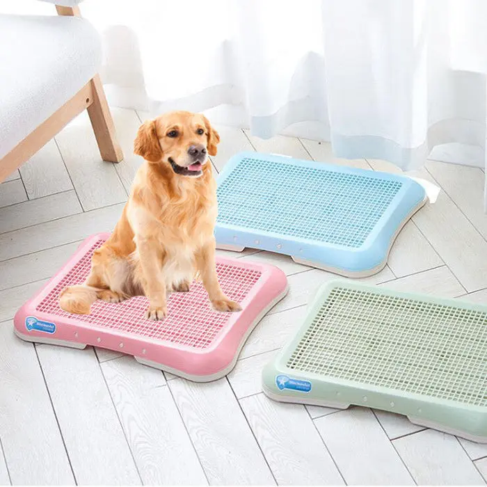 PET Dog Toilet - Indoor Puppy Potty Training Tray with Anti-Leak Rim & Pad Holder