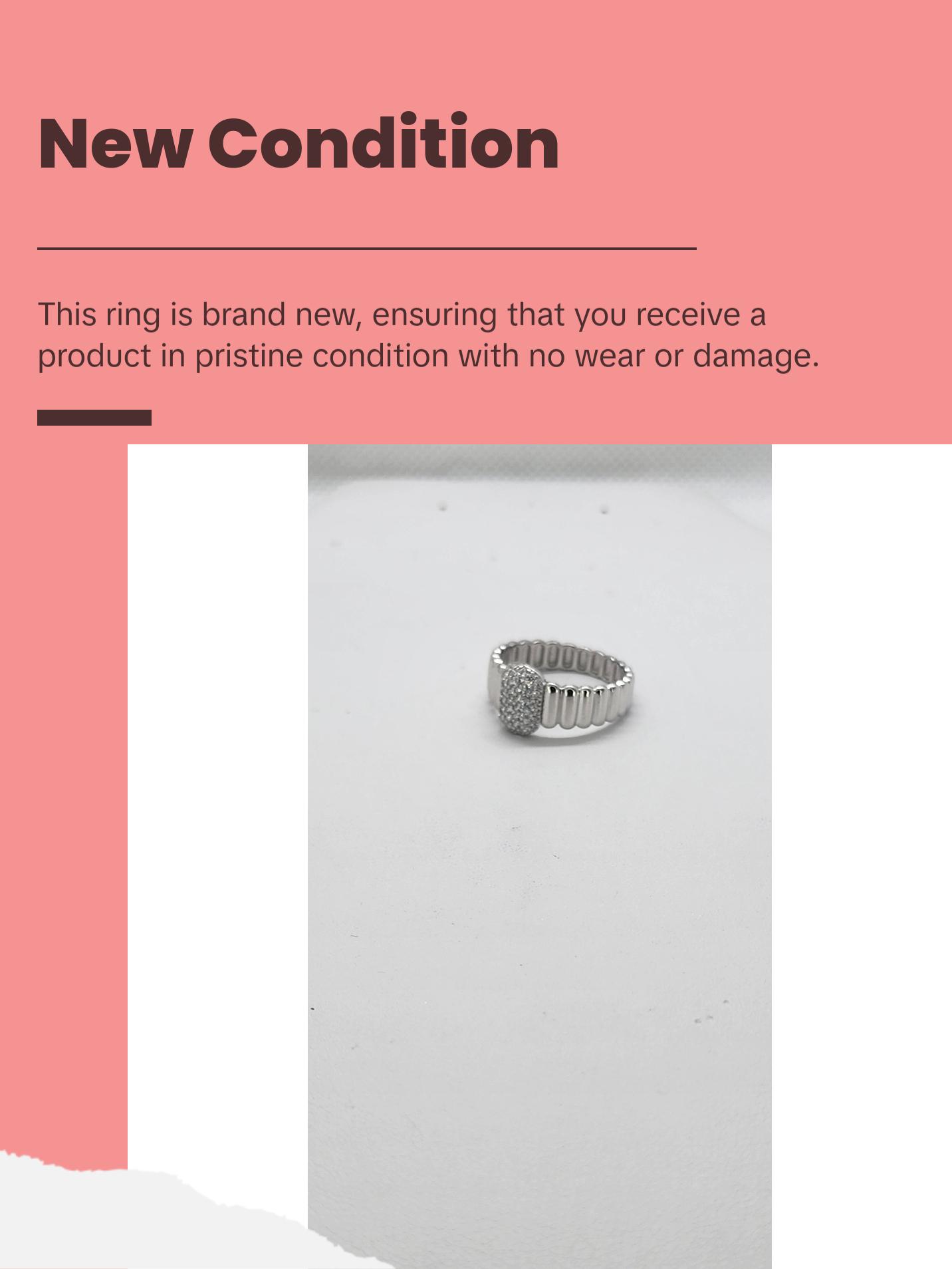 Brand New Sterling Silver 925 Rectangle Cz Ring