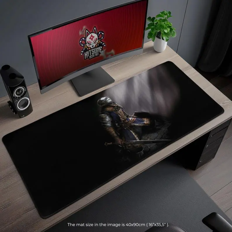 Dark Souls Desk Mat - Chosen Undead in Radiant Light, Iconic Fantasy Gaming Mouse Pad, Gift for RPG Fans
