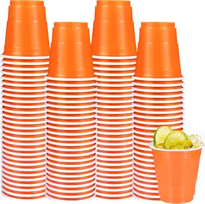 100 Pack 2 oz Plastic Shot Glasses Disposable Shot Cups, Mini 2oz Party Cups for Halloween, Birthday, Wedding, Bachelorette Party,  Shower Supplies (Orange)