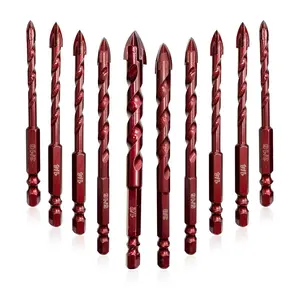 Masonry Drill Bits 10 count, Concrete Drill Bit Set Size 3/16" to 1/2", Professional High Cobalt Drill Bit Set for Tile Glass Metal Brick Concrete Ceramic Plastic