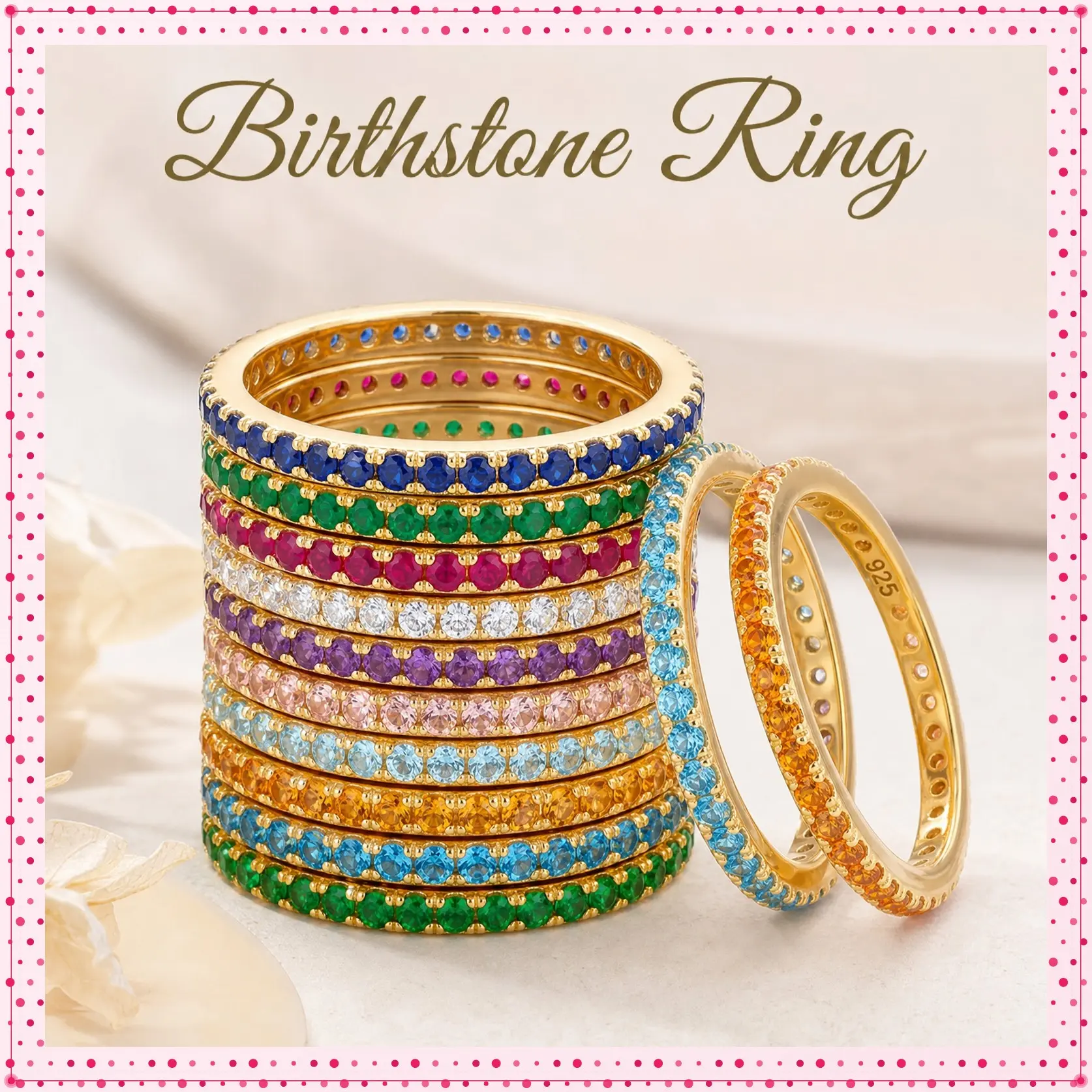 [ Birthstone Rings ]Birthstone Stacking Ring, Personalized Eternity Ring for Mom Girlfriend , Custom Stackable Birthstone Ring, Christmas Gift for Her, Mother's Day Gift ,Valentine's Day gifts, birthday gifts