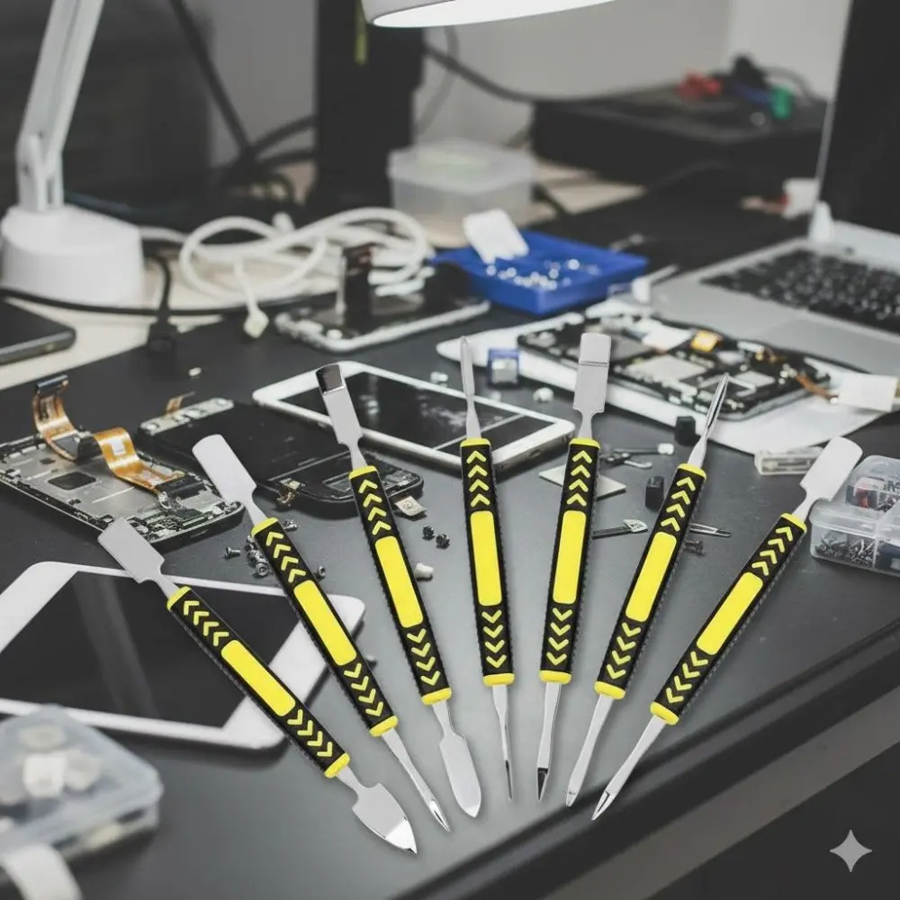 Professional Anti-Slip Silicone Grip Pry Tool Kit for Electronics Repair | Precision Opening Tools for Phones, Tablets, Laptops | Non-Scratch Multi-Function Screwdriver & Spudger Set | Durable Fine Repair Tools for Device Disassembly