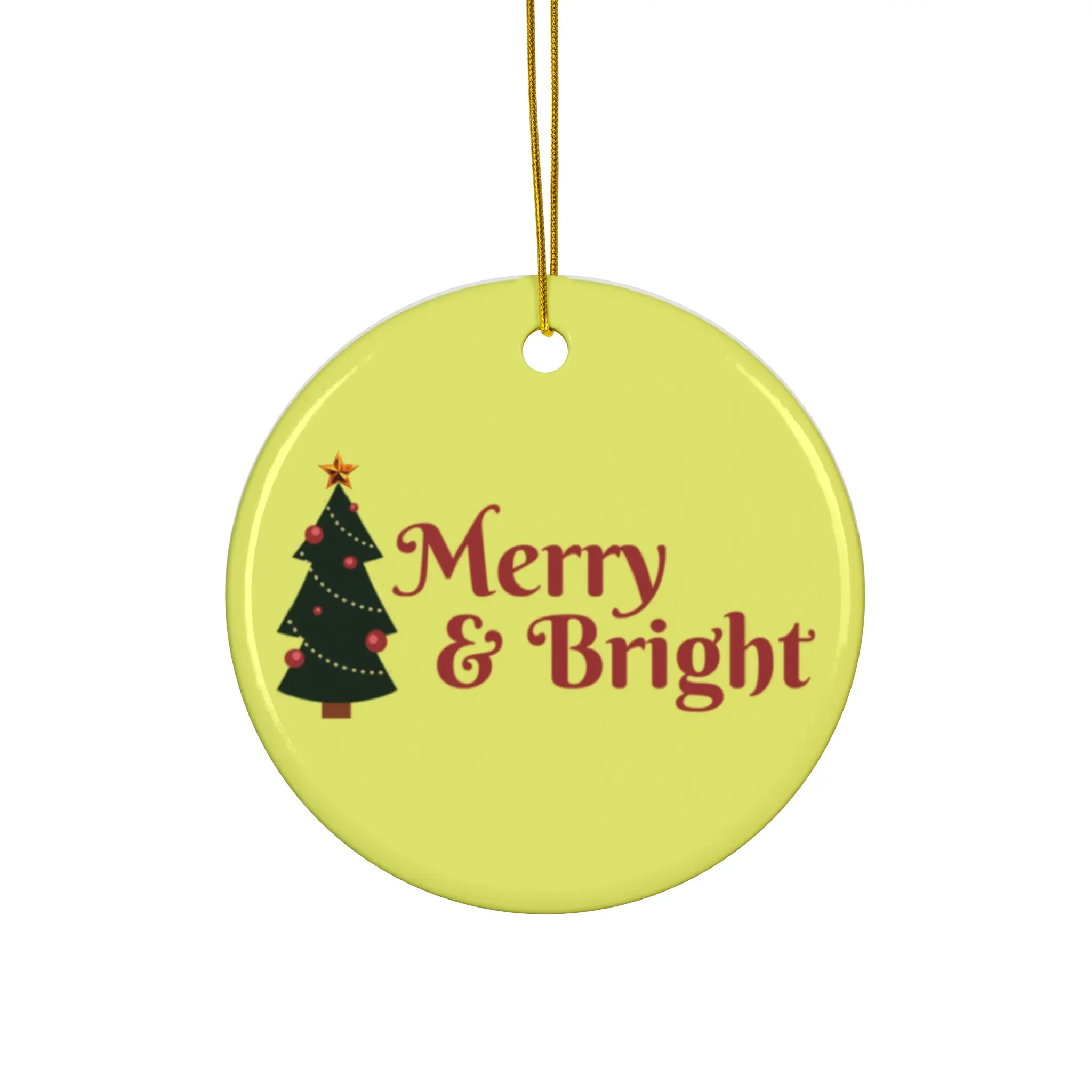 Merry & Bright Ceramic Ornament christmas tree decor christmas decorations Glossy christmas  ornaments