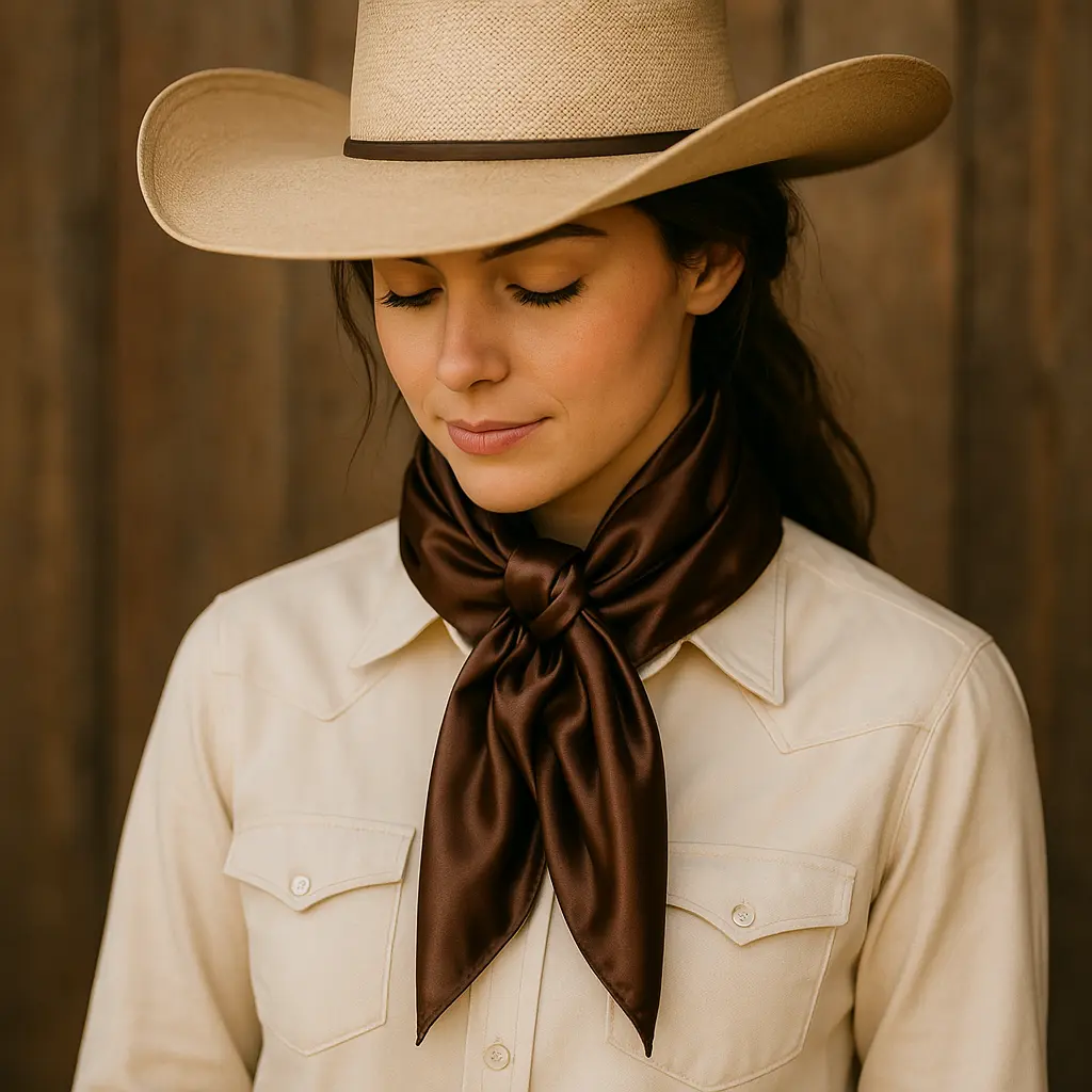 35X35"  Solid Brown  Wild Rag - Western Scarf
