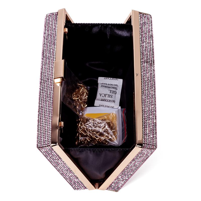 Women Retro Pink Radio Shape Crossbody Bag Rhinestone Metal Vintage Evening Clutch Purses