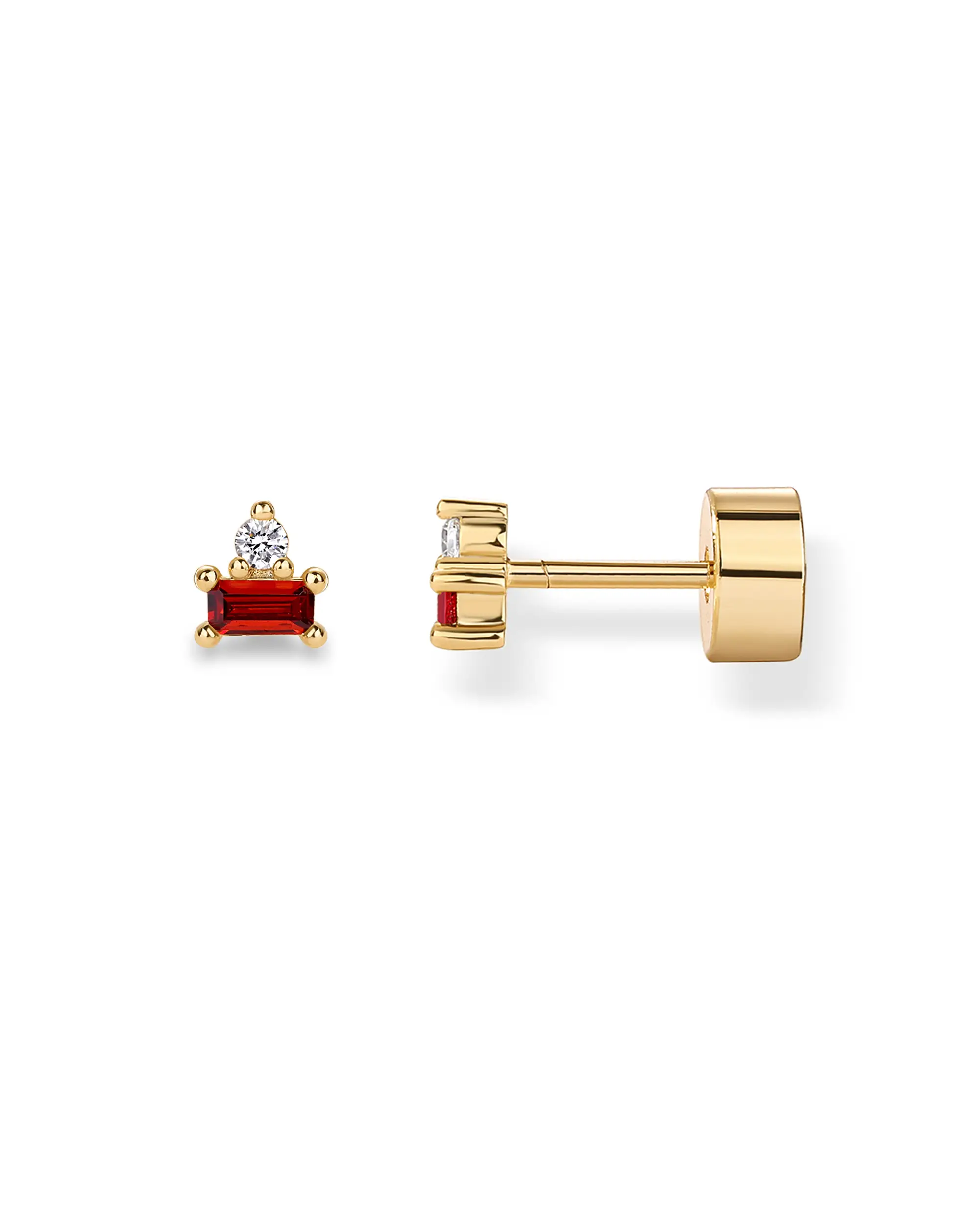 PAVOI 14K Gold Plated Sterling Silver Posts Colored Birthstone Flatback Stud Earrings for Women - Gemstone Cubic Zirconia Screwback Earrings - Dainty