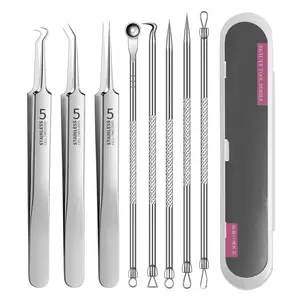 Professional Acne Needle Set, 8 Counts/set Stainless Acne Extractor, Blackhead Acne Cleaning Tools, Facial Cleansing Tools for Beauty Salons